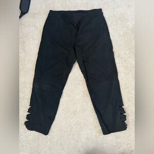 Soft surroundings size xl pull on cropped black pants embellished on bottom legs
